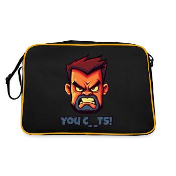 Visage En Colère Boucher Insulte Drôle - Sac Retro - noir/or - Dos
