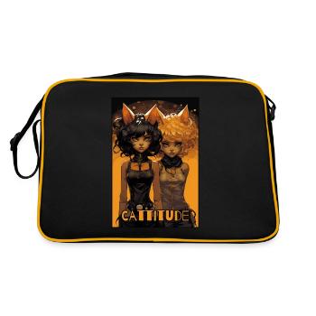 Cattitude: Two Cat Girls - Retro Bag - black/gold - Back