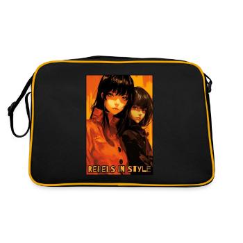 Rebellen mit Stil: Anime-Mädchen - Retro Tasche - Schwarz/Gold - Hinten
