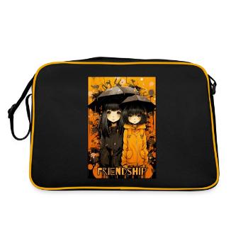 Amitié sous le parapluie anime girl - Sac Retro - noir/or - Dos