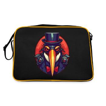 Kühler Gangster Pinguin - Retro Tasche - Schwarz/Gold - Hinten