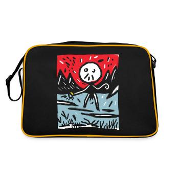 Japan's Red Sun: Mountains and Stick Figures - Retro Bag - black/gold - Back
