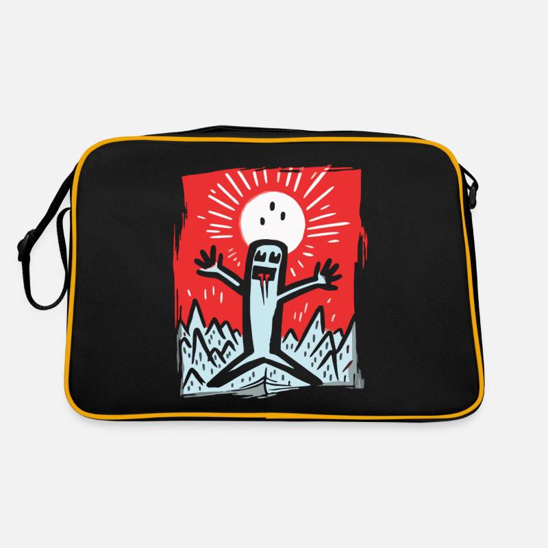 Japanische Rote Sonne glückliches Strichmännchen Retro Tasche