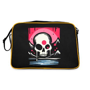 Le soleil rouge du Japon : Crâne de gouttes roses - Sac Retro - noir/or - Dos