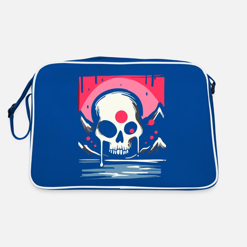 Japan's Red Sun: Pink Drops Skull Retro Bag