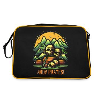 Ahoi Piraten: Pirateninsel und Schatzkiste - Retro Tasche - Schwarz/Gold - Hinten