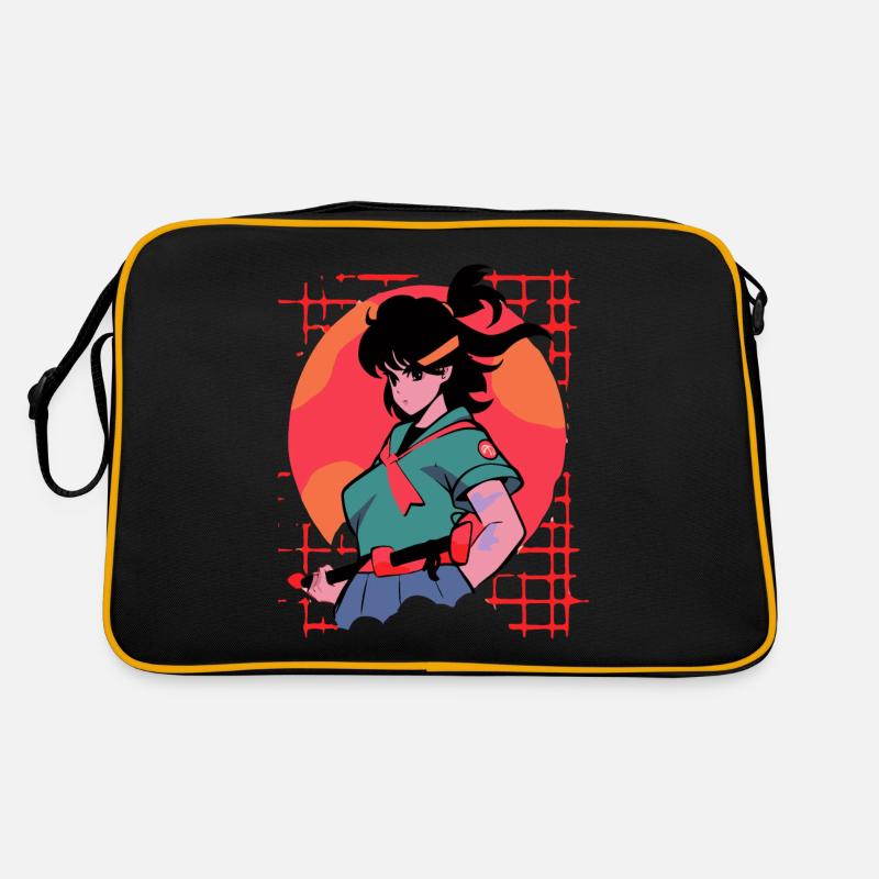 Fille guerrière dans le style classique de l’anime Vaporwave Sac Retro