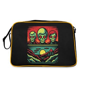 Invasion of Skull Faces Aliens - Retro Bag - black/gold - Back
