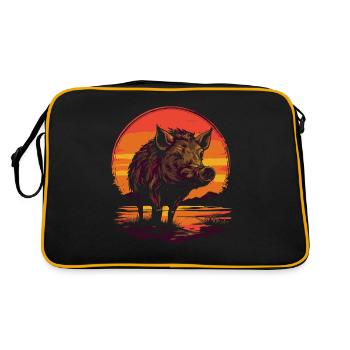 Coucher de soleil rétro et sanglier - Sac Retro - noir/or - Dos