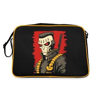 Cartoon Cyborg Roboter - Retro Tasche - Schwarz/Gold - Hinten