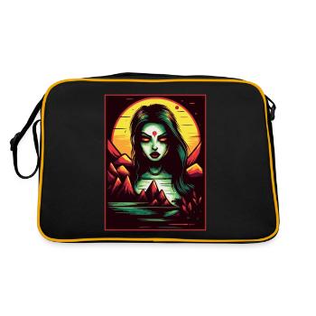Cartoon Manga Anime Mutter Natur - Retro Tasche - Schwarz/Gold - Hinten