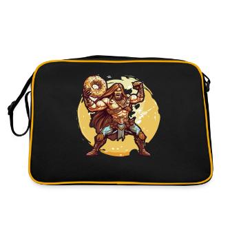 Ein Barbar mit einem Donut - Retro Tasche - Schwarz/Gold - Hinten