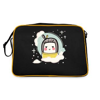 Chibi Kawaii Tofu Geisha - Sac Retro - noir/or - Dos