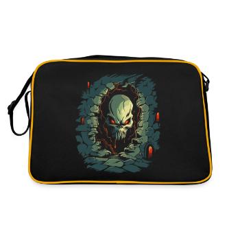 Im Kerker des Schreckens ist ein Totenkopf - Retro Tasche - Schwarz/Gold - Hinten