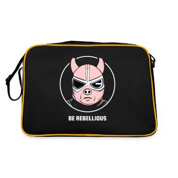 BE REBELLIOUS with Pigs Mask - Retro Bag - black/gold - Back