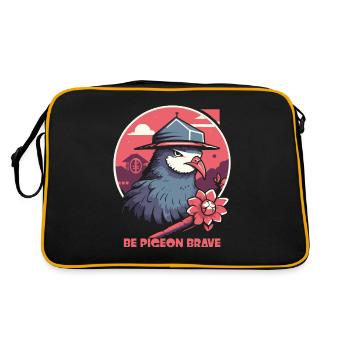 Japanischer Tempel: Sei mutig wie eine Taube - Retro Tasche - Schwarz/Gold - Hinten