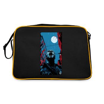 Ein junger Mann schreit im Horror der dunklen Stad - Retro Tasche - Schwarz/Gold - Hinten