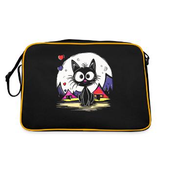 Katzen Urlaub beim Camping - Retro Tasche - Schwarz/Gold - Hinten