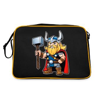 Niedlicher Thor im Comic Style - Retro Tasche - Schwarz/Gold - Hinten