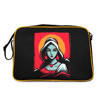 Traditionelle indische Frau - Retro Tasche - Schwarz/Gold - Hinten