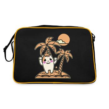 Glücklich auf einer einsamen Insel - Retro Tasche - Schwarz/Gold - Hinten