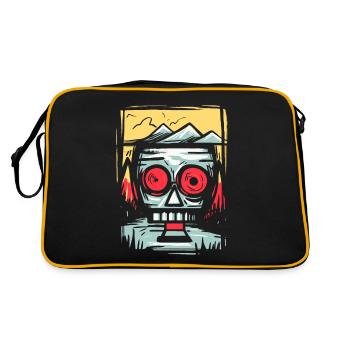 Verrückter Lustiger Natur Roboter - Retro Tasche - Schwarz/Gold - Hinten