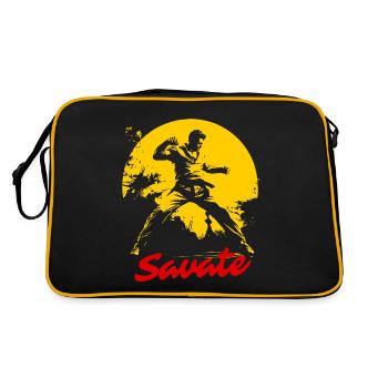 Kampfkunst Frankreich: Savate Kämpfer - Retro Tasche - Schwarz/Gold - Hinten