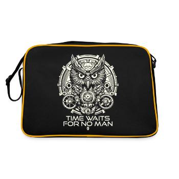 Owls Clock: Clockwork, Time Waits for No One - Retro Bag - black/gold - Back