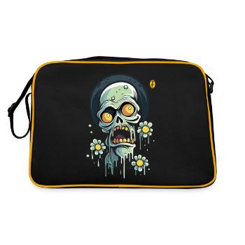 Puissance florale et crâne effrayé - Sac Retro - noir/or - Dos