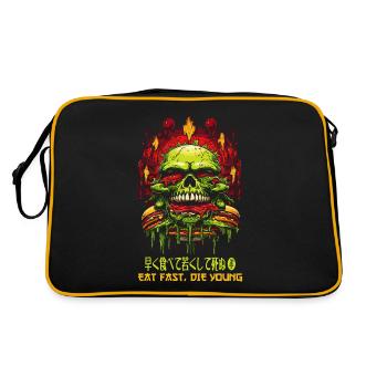Crâne de hamburger d’horreur : Mangez vite, mourez jeune - Sac Retro - noir/or - Dos