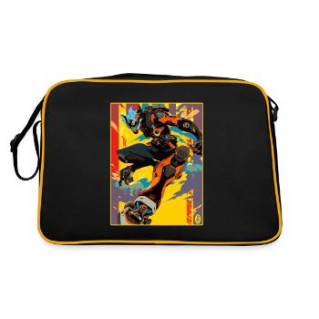 Graffiti Anime Manga Mecha Bot - Retro Tasche - Schwarz/Gold - Hinten