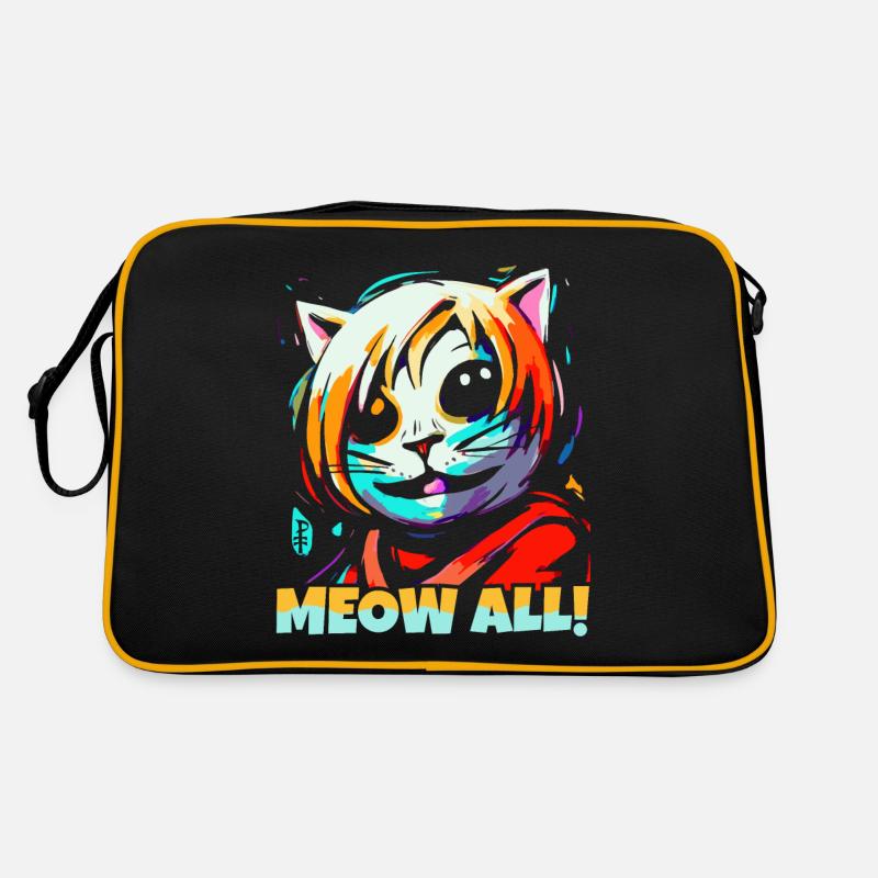 Meow all! Funny colorful cat Retro Bag