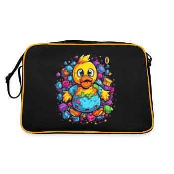 Der trashige glückliche Spielzeug Entchen - Retro Tasche - Schwarz/Gold - Hinten