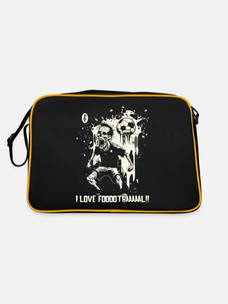 Zombie Kicker: Ich liebe Fußball - Retro Tasche - Schwarz/Gold - Hinten