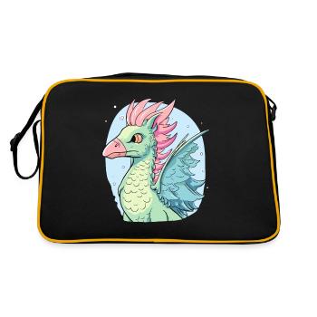 Ein Cartoon Adler Drache - Retro Tasche - Schwarz/Gold - Hinten