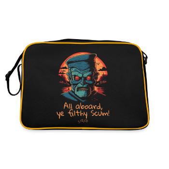 Alle an Bord, ihr dreckiges Gesindel! Kapitän - Retro Tasche - Schwarz/Gold - Hinten