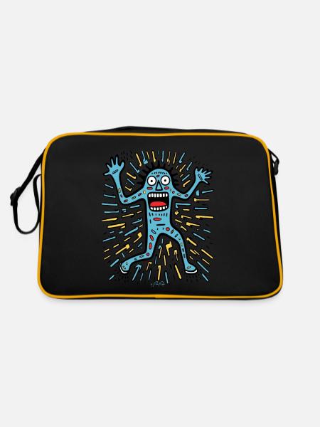 Cartoon Pop Art Character: Funky, Funny, Fun - Retro Bag - black/gold - Back