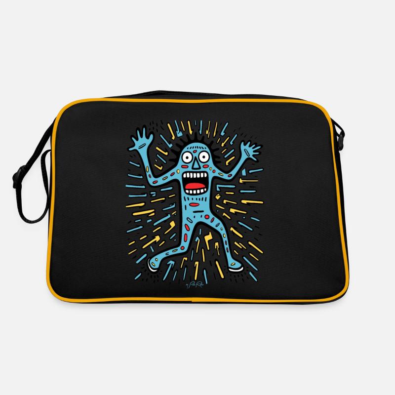 Cartoon Pop Art Charakter: Funky, Lustig, Spaß - Retro Tasche - Schwarz/Gold