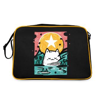 Sleeping cat in nature - Retro Bag - black/gold - Back