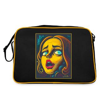 Woodcut Cartoon of Fear - Retro Bag - black/gold - Back