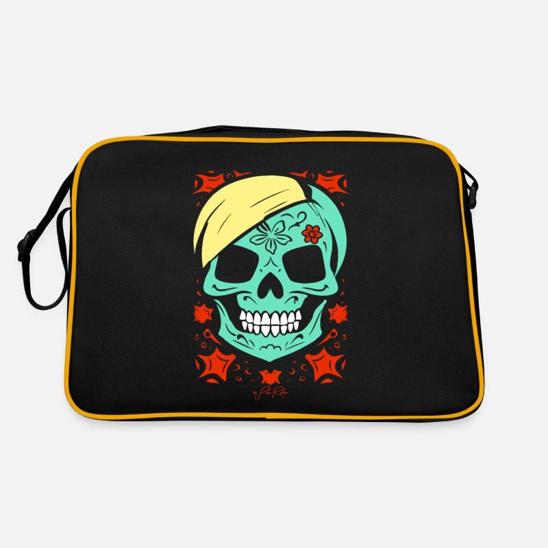 Flower skull is so cute, zombie skull Retro Bag