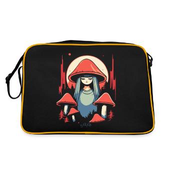 The mushroom girl and mushrooms in the forest - Retro Bag - black/gold - Back