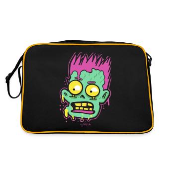 Cartoon Pop Art: So creepy, a zombie - Retro Bag - black/gold - Back