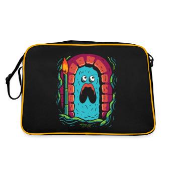Simple Dessin Animé Gros Monstre Effrayant Donjon - Sac Retro - noir/or - Dos