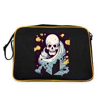 Interaktive Farbe, Moderner IndustrieTotenkopf - Retro Tasche - Schwarz/Gold - Hinten
