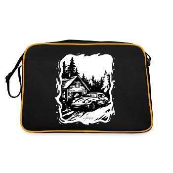 Maison ou cabane dans les bois avec voiture - Sac Retro - noir/or - Dos