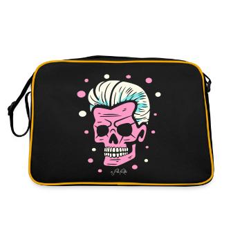 Pop-Farben-Kunst, Eine Boomer-Schädel-Party - Retro Tasche - Schwarz/Gold - Hinten