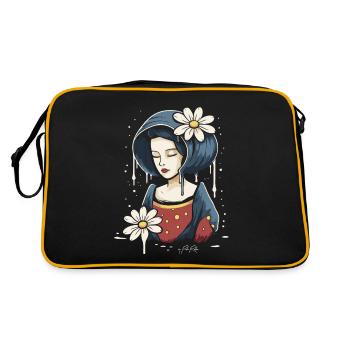 Femme aux fleurs de marguerite - Sac Retro - noir/or - Dos