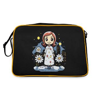 Cartoon Happy Sleepwalking and Daisies - Retro Bag - black/gold - Back