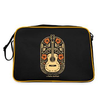 Guitare acoustique, guitare et fleurs - Sac Retro - noir/or - Dos